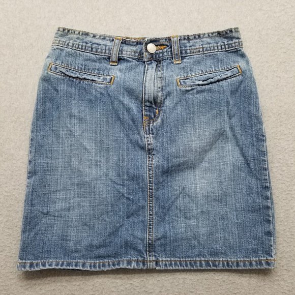 Lucky Brand Dresses & Skirts - Vintage Lucky Brand Jeans Skirt Womens 12 Blue Pockets 25x16‎